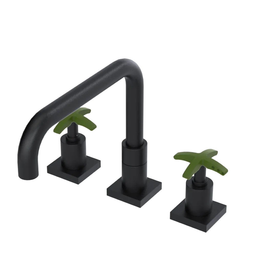 Rubinet Widespread Kitchen Set with Genesis Spout Matt Black
