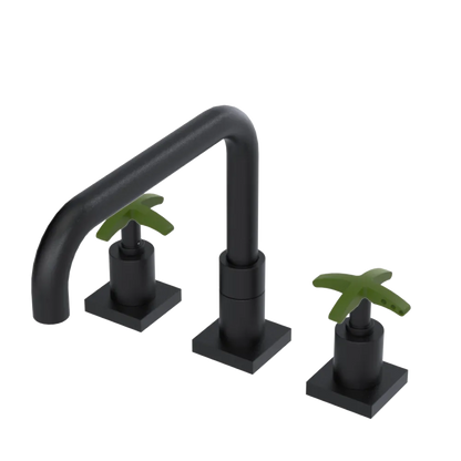 Rubinet Widespread Kitchen Set with Genesis Spout Matt Black