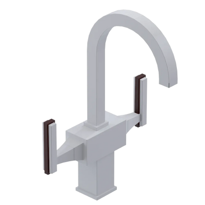 Rubinet Single Hole Dual Handle Lav. Set. (less drain) White