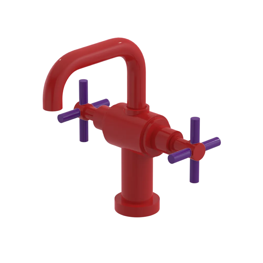 Rubinet Single Hole Dual Handle Lav. Set. (less drain) Red