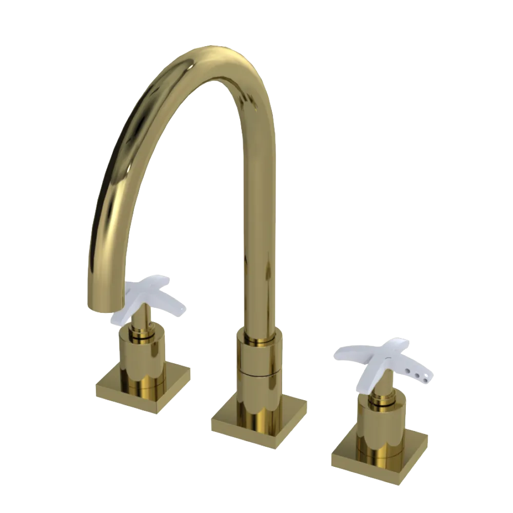 Rubinet Widespread Kitchen Set Natural Brass