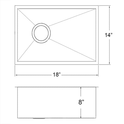 14" x 18" Single Bowl Stainless Steel Bar Sink - Golzar Home