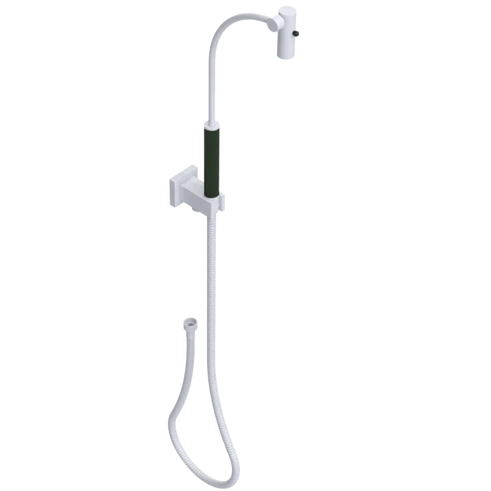 Rubinet Hand Held Shower Bidet with Extended Reach & Dual Function Spray Including Wall Bracket with Supply & Hose (Square) White