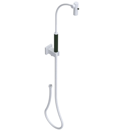 Rubinet Hand Held Shower Bidet with Extended Reach & Dual Function Spray Including Wall Bracket with Supply & Hose (Square) White