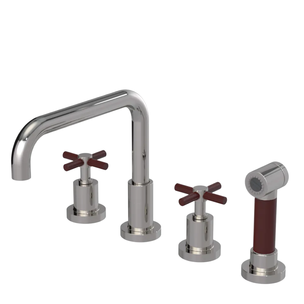 Rubinet Widespread Kitchen Set with Hand Spray Polished Nickel