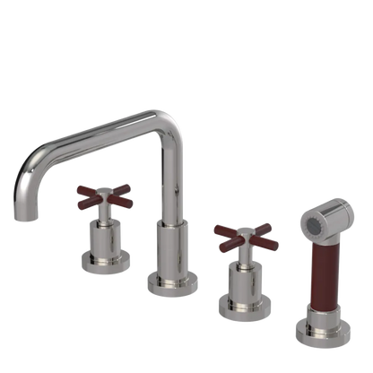 Rubinet Widespread Kitchen Set with Hand Spray Polished Nickel