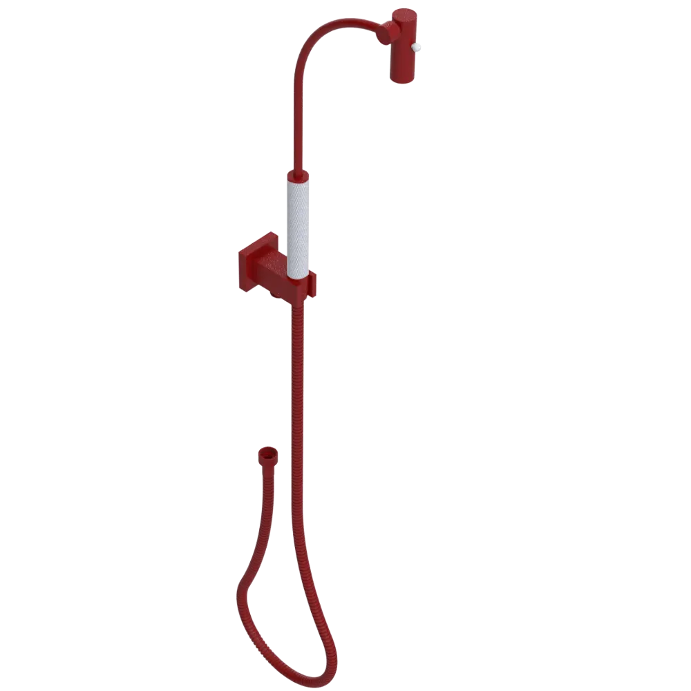 Rubinet Hand Held Shower Bidet with Extended Reach & Dual Function Spray Including Wall Bracket with Supply & Hose (Square) Maroon