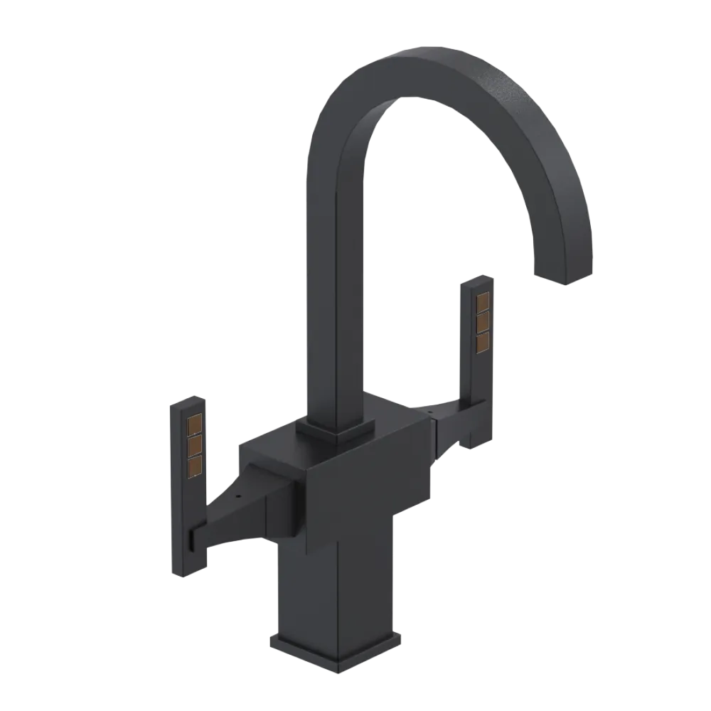 Rubinet Single Hole Dual Handle Lav. Set. (less drain) Matt Black