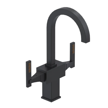 Rubinet Single Hole Dual Handle Lav. Set. (less drain) Matt Black