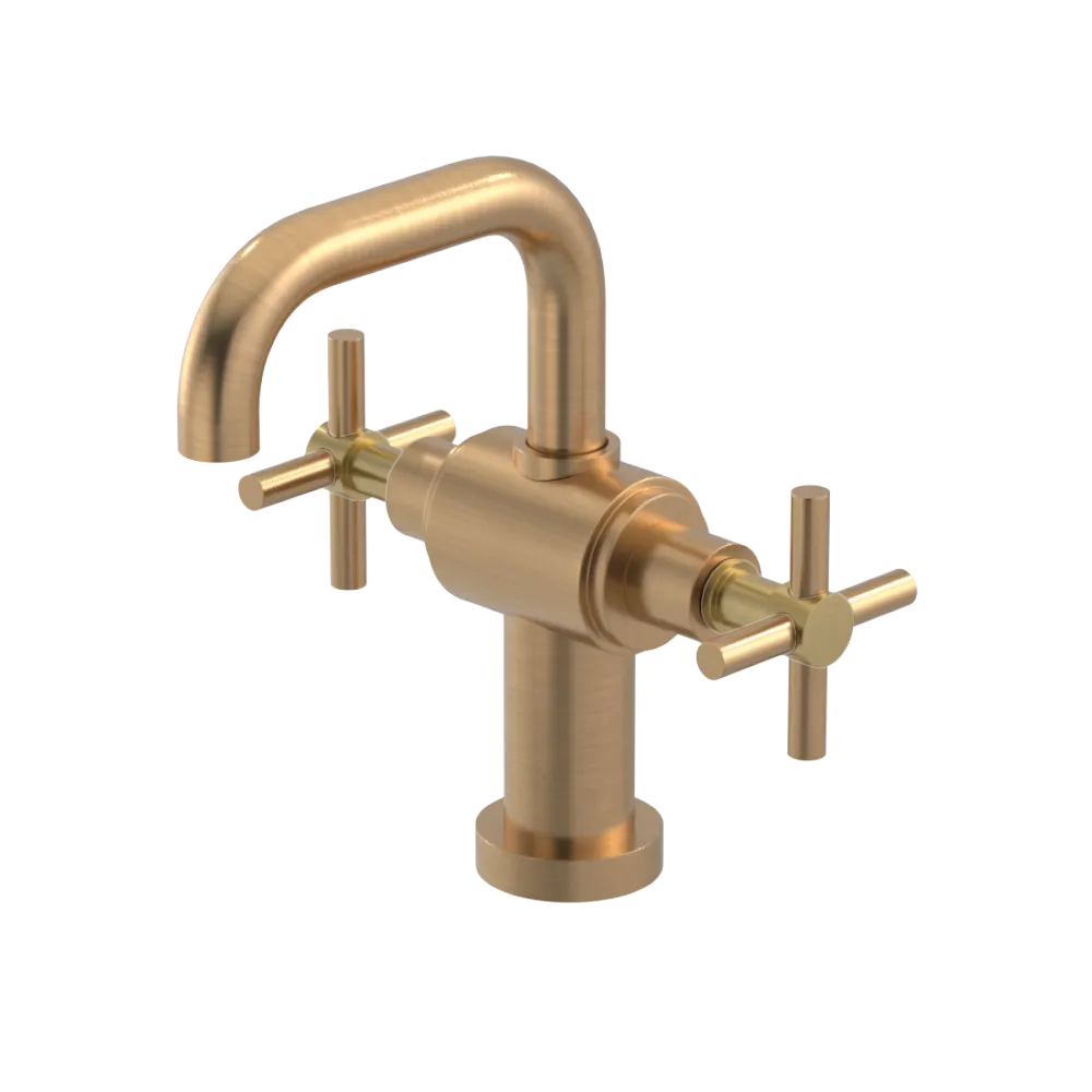 Rubinet Single Hole Dual Handle Lav. Set. (less drain) Satin Gold