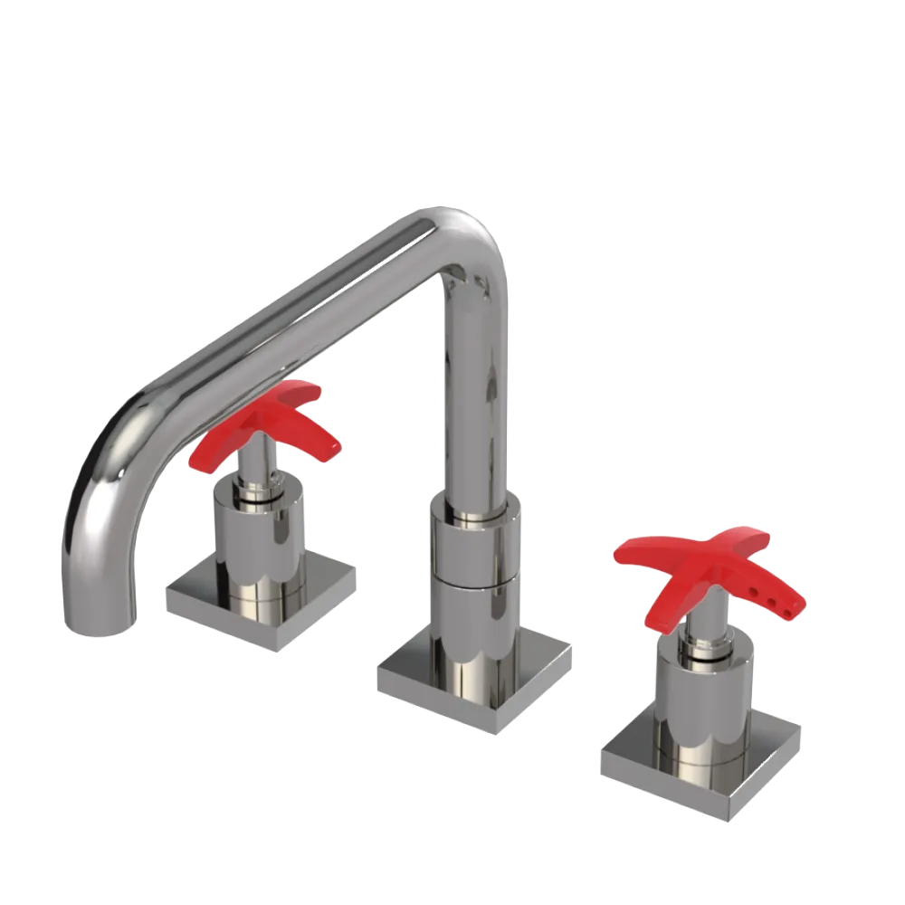 Rubinet Widespread Kitchen Set with Genesis Spout Polished Nickel