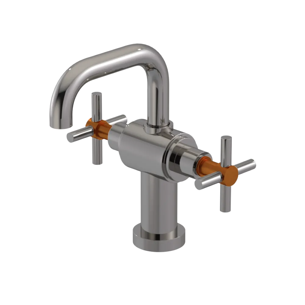 Rubinet Single Hole Dual Handle Lav. Set. (less drain) Polished Nickel