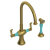 Rubinet Two Handle Single Hole Kitchen Set with Hand Spray Antique Brass Matt