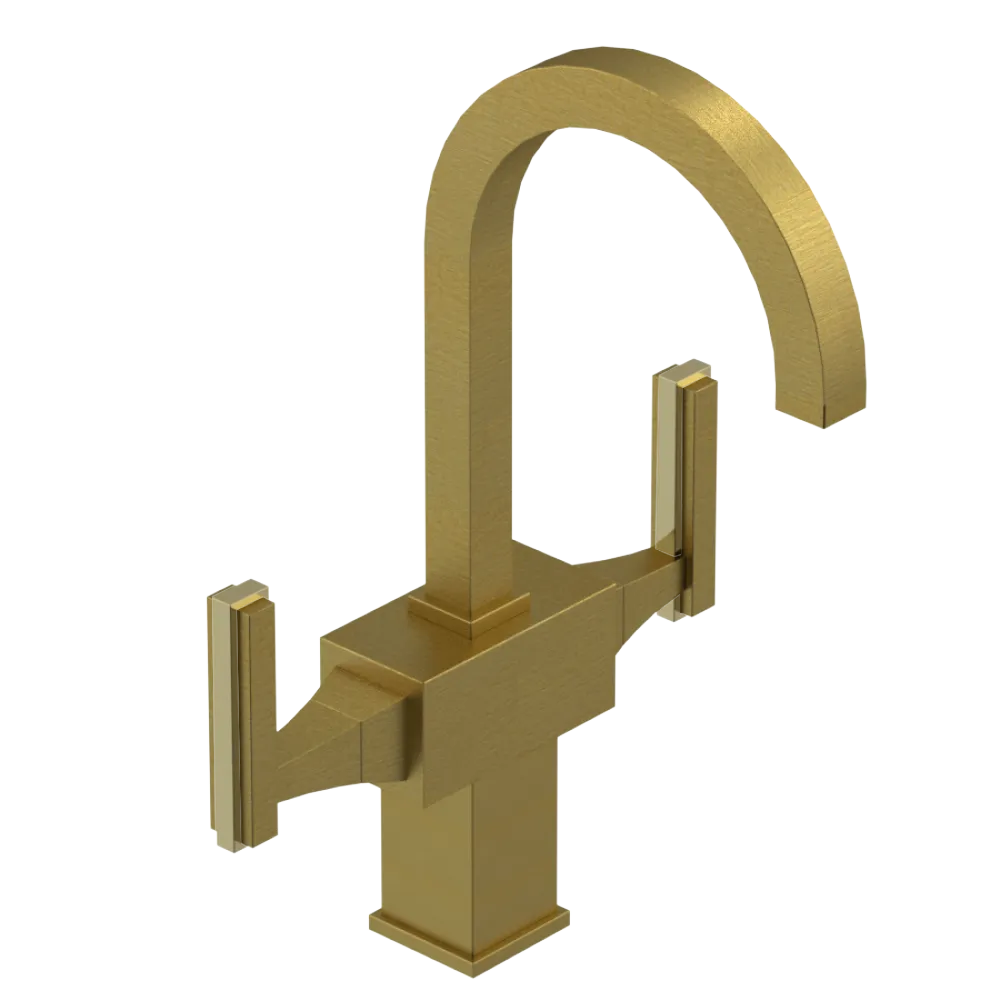 Rubinet Single Hole Dual Handle Lav. Set. (less drain) Antique Brass Matt