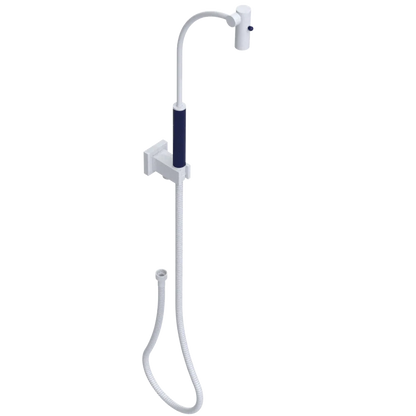 Rubinet Hand Held Shower Bidet with Extended Reach & Dual Function Spray Including Wall Bracket with Supply & Hose (Square) White