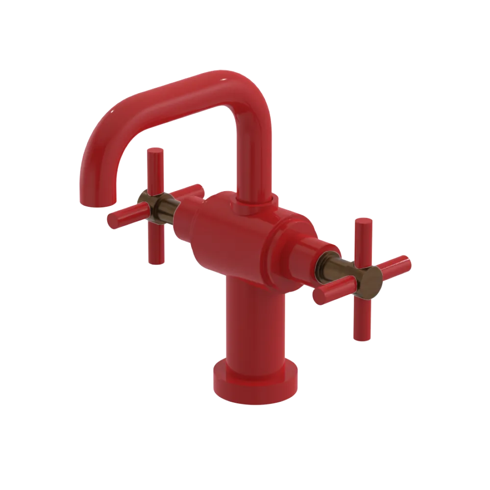 Rubinet Single Hole Dual Handle Lav. Set. (less drain) Red