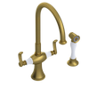 Rubinet Two Handle Single Hole Kitchen Set with Hand Spray Antique Brass Matt
