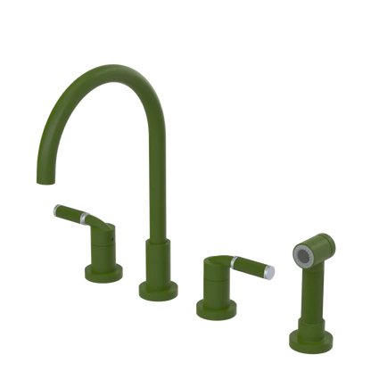 Rubinet Widespread Kitchen Set with Hand Spray Green Envy