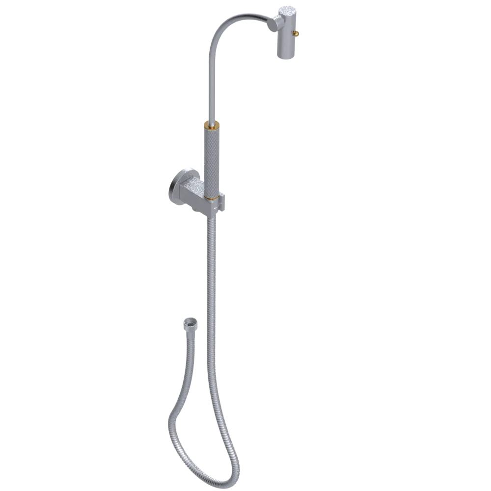 Rubinet Hand Held Shower Bidet with Extended Reach & Dual Function Spray Including Wall Bracket with Supply & Hose (Round) Satin Chrome