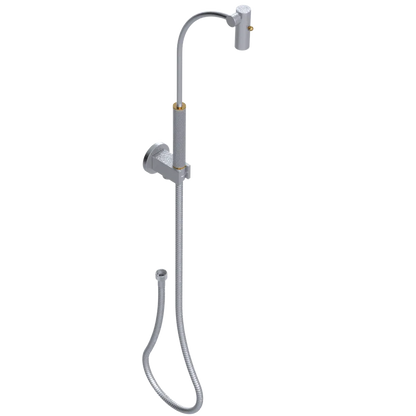 Rubinet Hand Held Shower Bidet with Extended Reach & Dual Function Spray Including Wall Bracket with Supply & Hose (Round) Satin Chrome