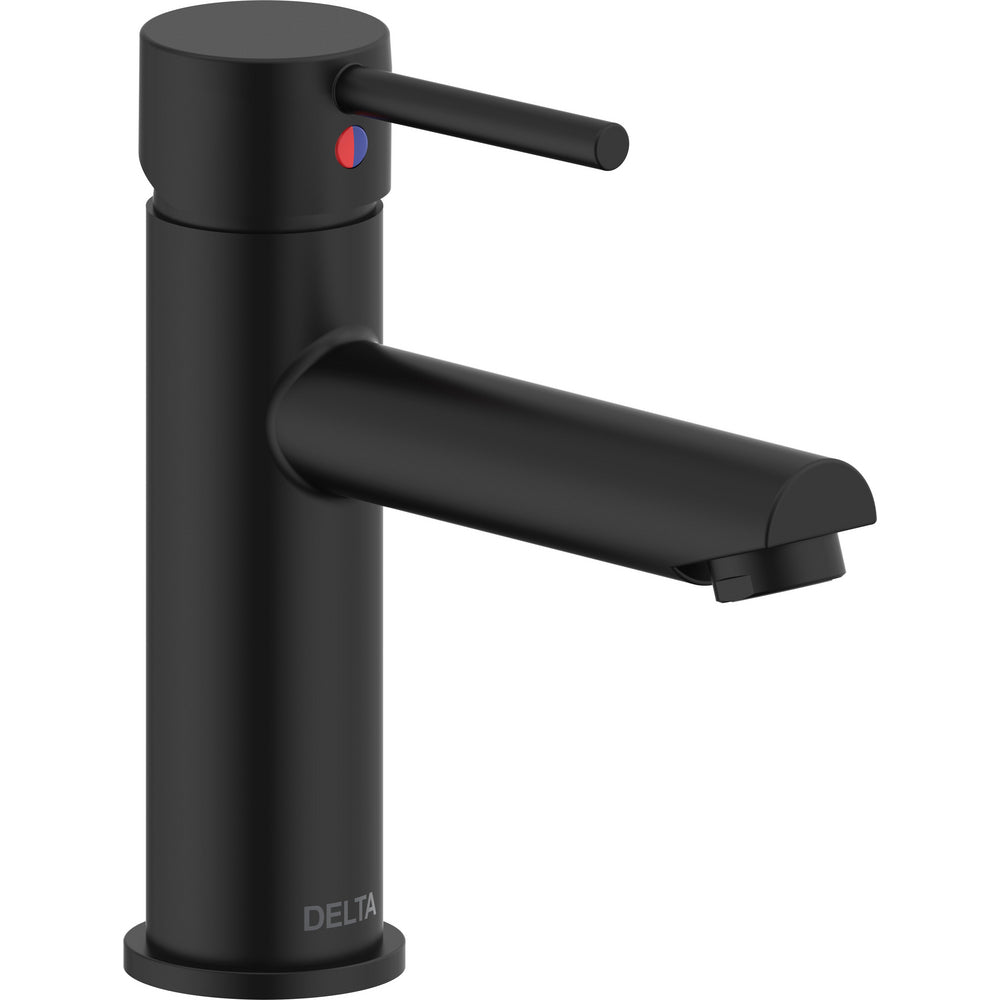Modern Cylindrical Single Handle Lavatory Faucet - Matte Black
