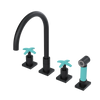 Rubinet Widespread Kitchen Set with Hand Spray Matt Black