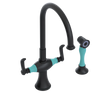 Rubinet Two Handle Single Hole Kitchen Set with Hand Spray Matt Black