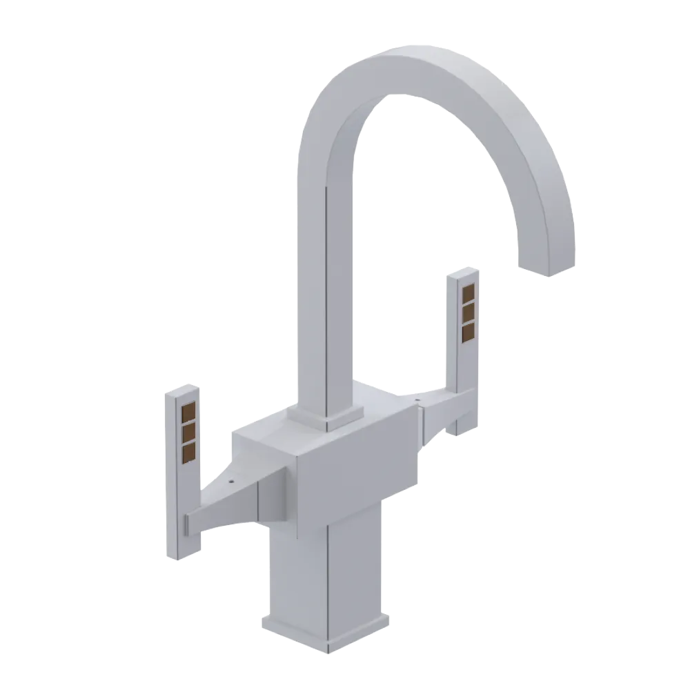 Rubinet Single Hole Dual Handle Lav. Set. (less drain) White
