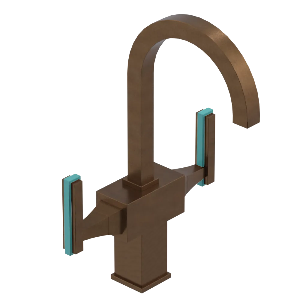 Rubinet Single Hole Dual Handle Lav. Set. (less drain) Tuscan Brass
