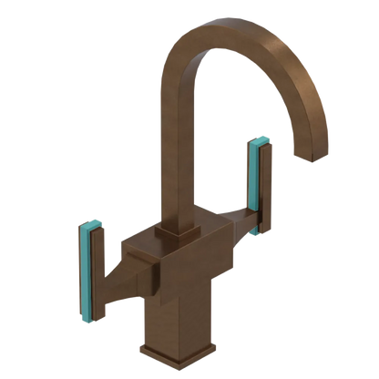 Rubinet Single Hole Dual Handle Lav. Set. (less drain) Tuscan Brass