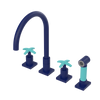 Rubinet Widespread Kitchen Set with Hand Spray Midnight Blue