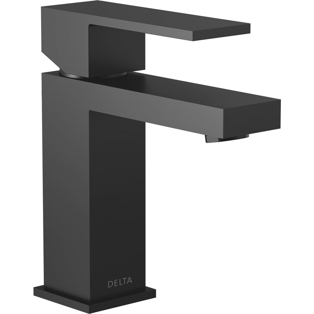Modern Angular Single Handle Lavatory Faucet - Matte Black