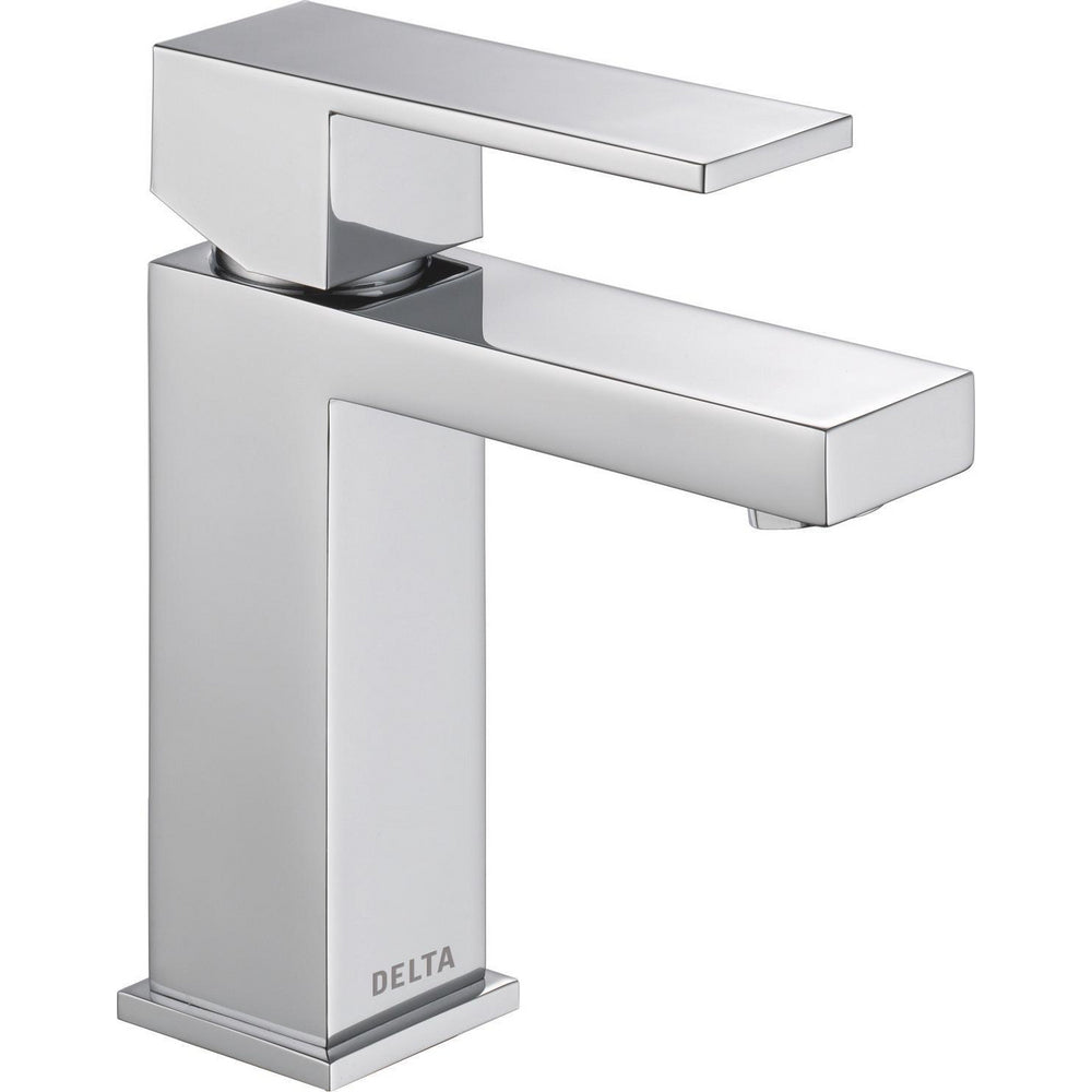 Modern Angular Single Handle Lavatory Faucet - Chrome