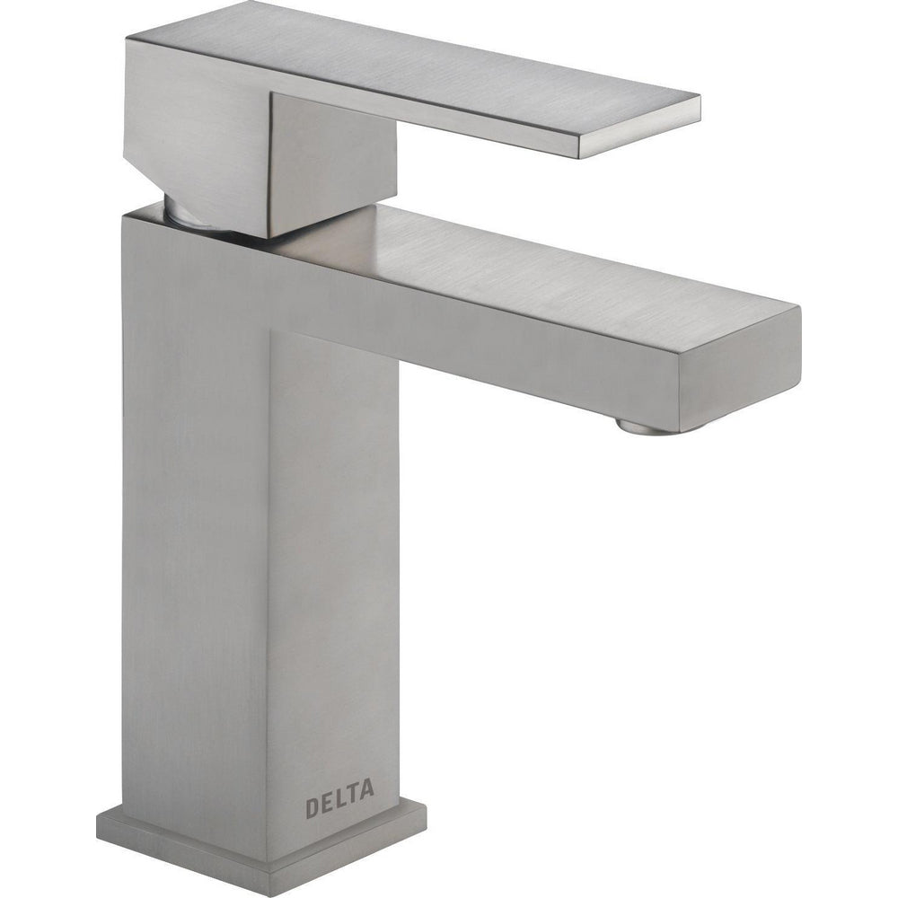 Modern Angular Single Handle Lavatory Faucet - Stainless
