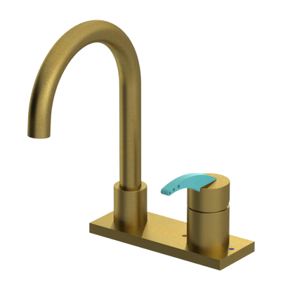 Rubinet 4" Centre Single Control Lav. Set. (less drain) Antique Brass Matt