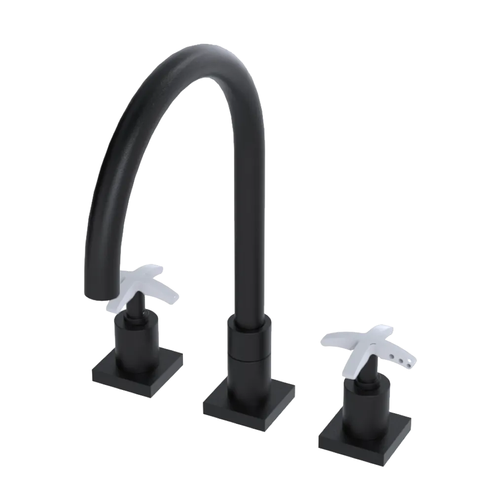 Rubinet Widespread Kitchen Set Matt Black