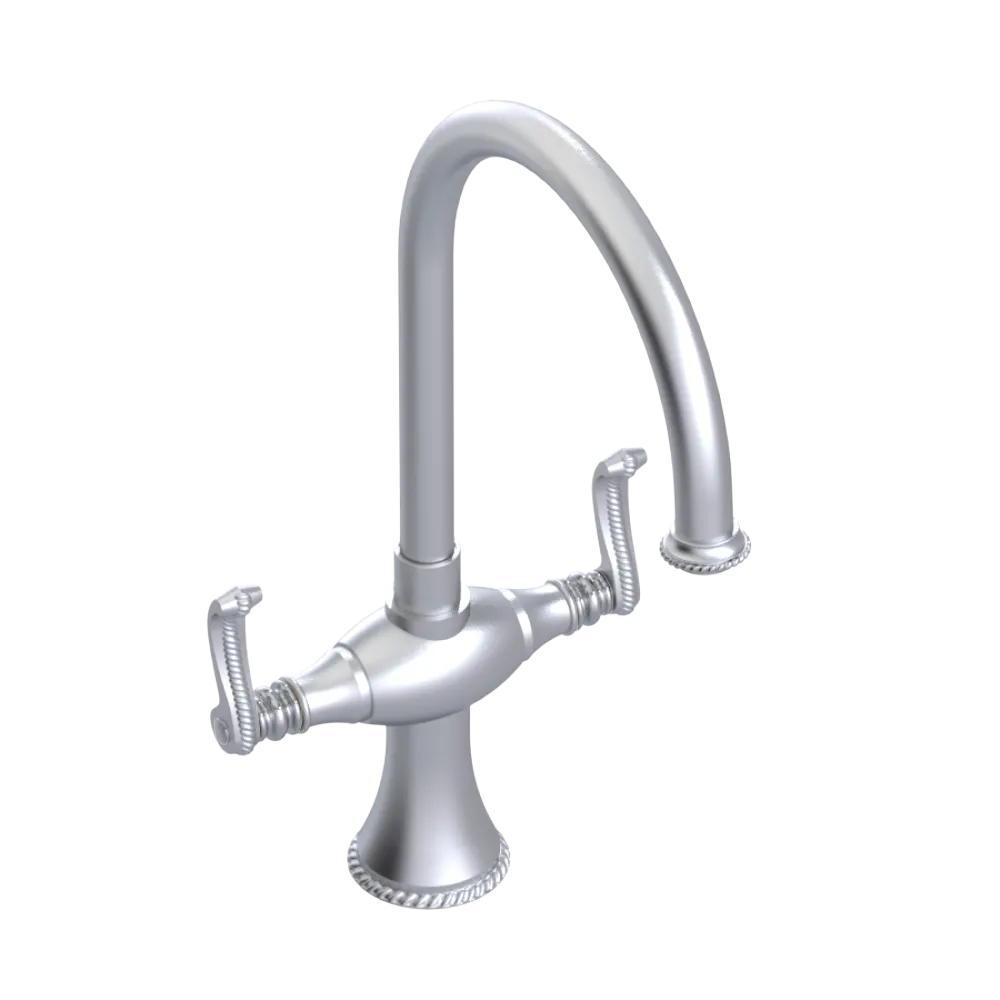 Rubinet Two Handle Single Hole Kitchen Set Satin Chrome