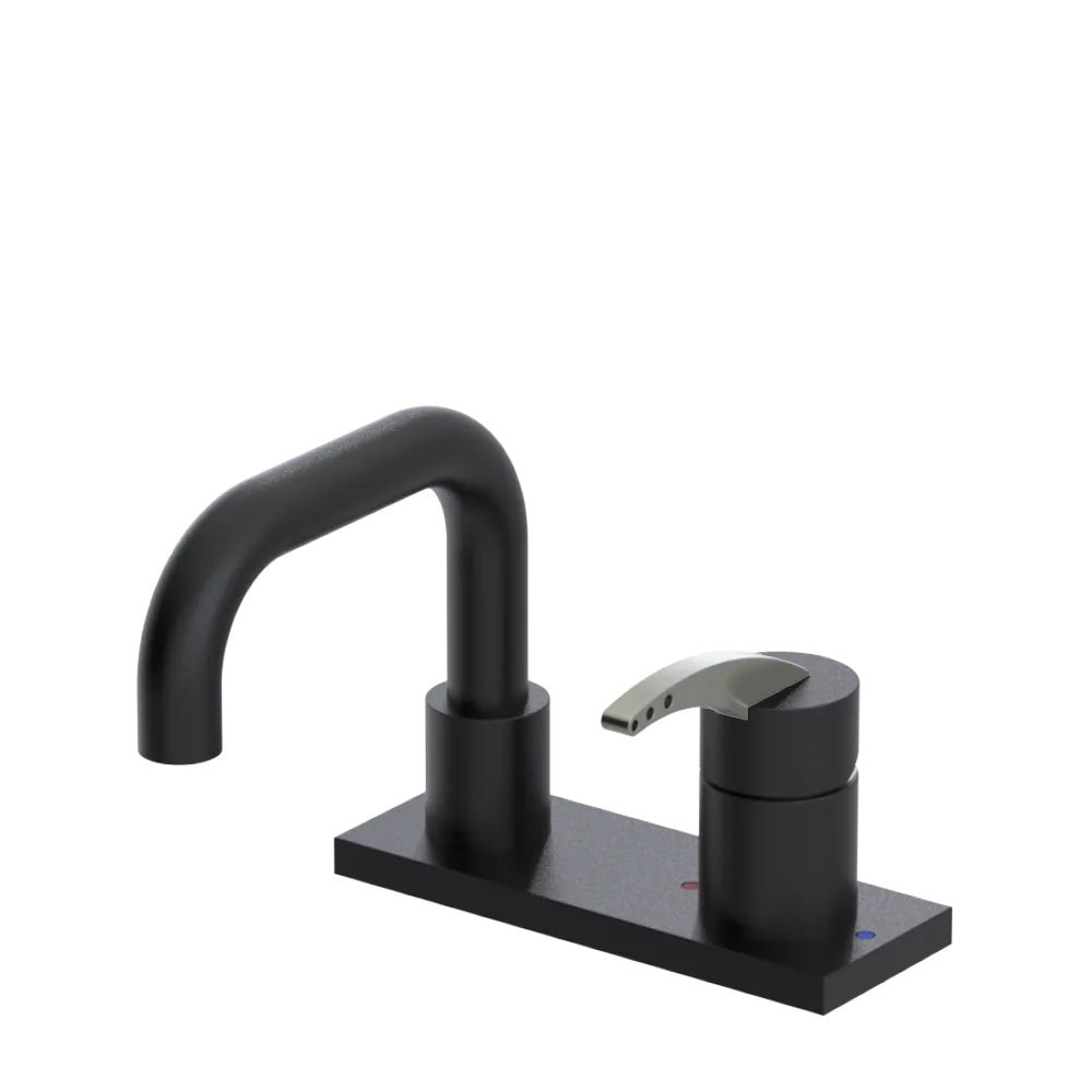 Rubinet 4" Centre Single Control Lav. Set. with Genesis spout (less drain) Matt Black