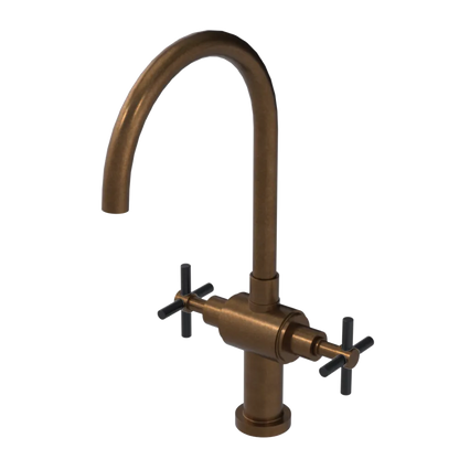 Rubinet Two Handle Single Hole Kitchen Set with LaSalle Spout Tuscan Brass
