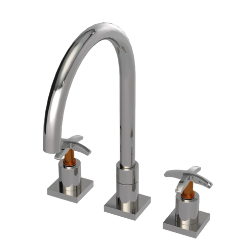 Rubinet Widespread Kitchen Set Polished Nickel