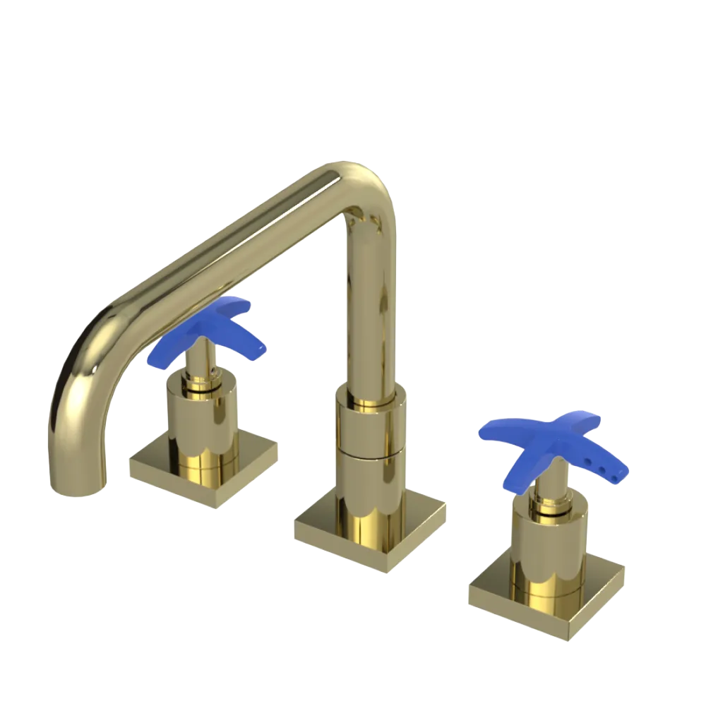 Rubinet Widespread Kitchen Set with Genesis Spout Gold