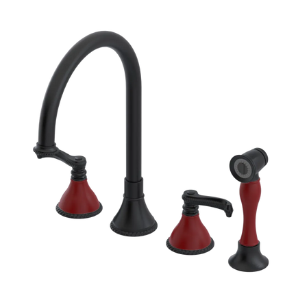 Rubinet Widespread Kitchen Set with Hand Spray Matt Black