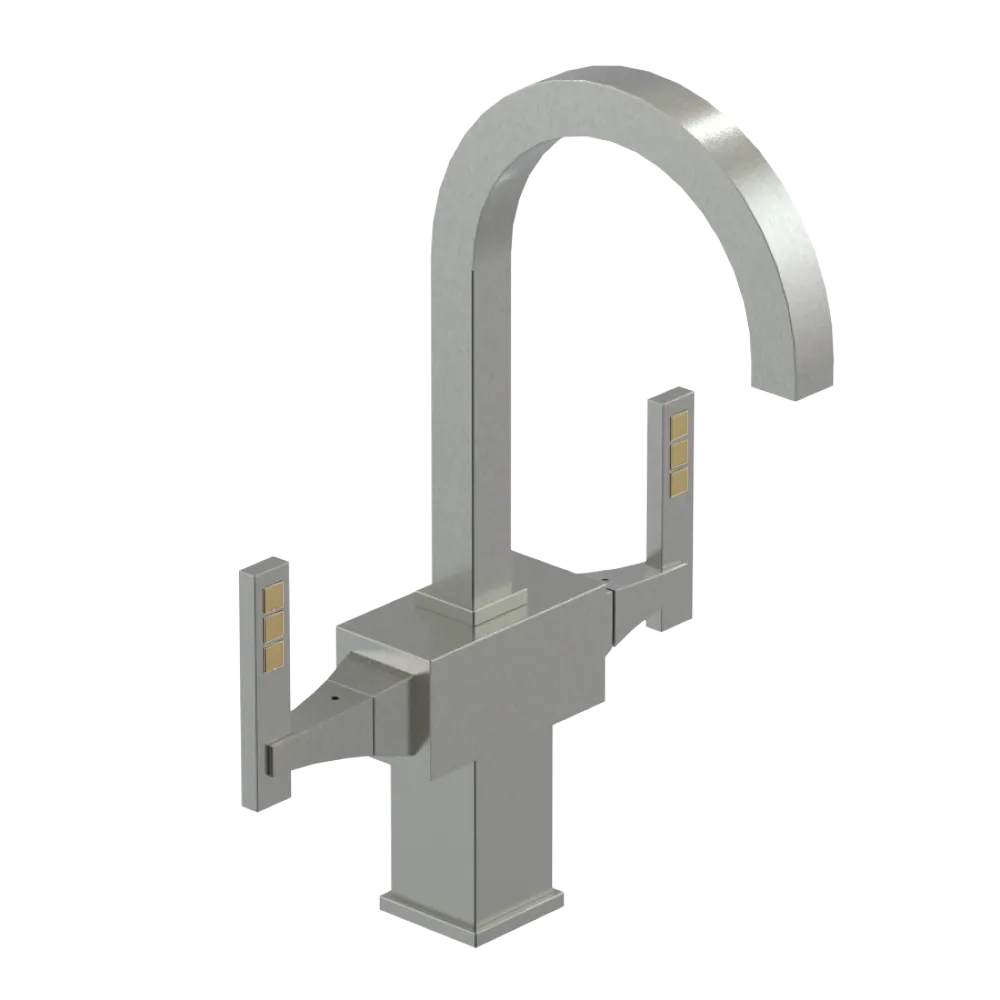 Rubinet Single Hole Dual Handle Lav. Set. (less drain) Satin Nickel