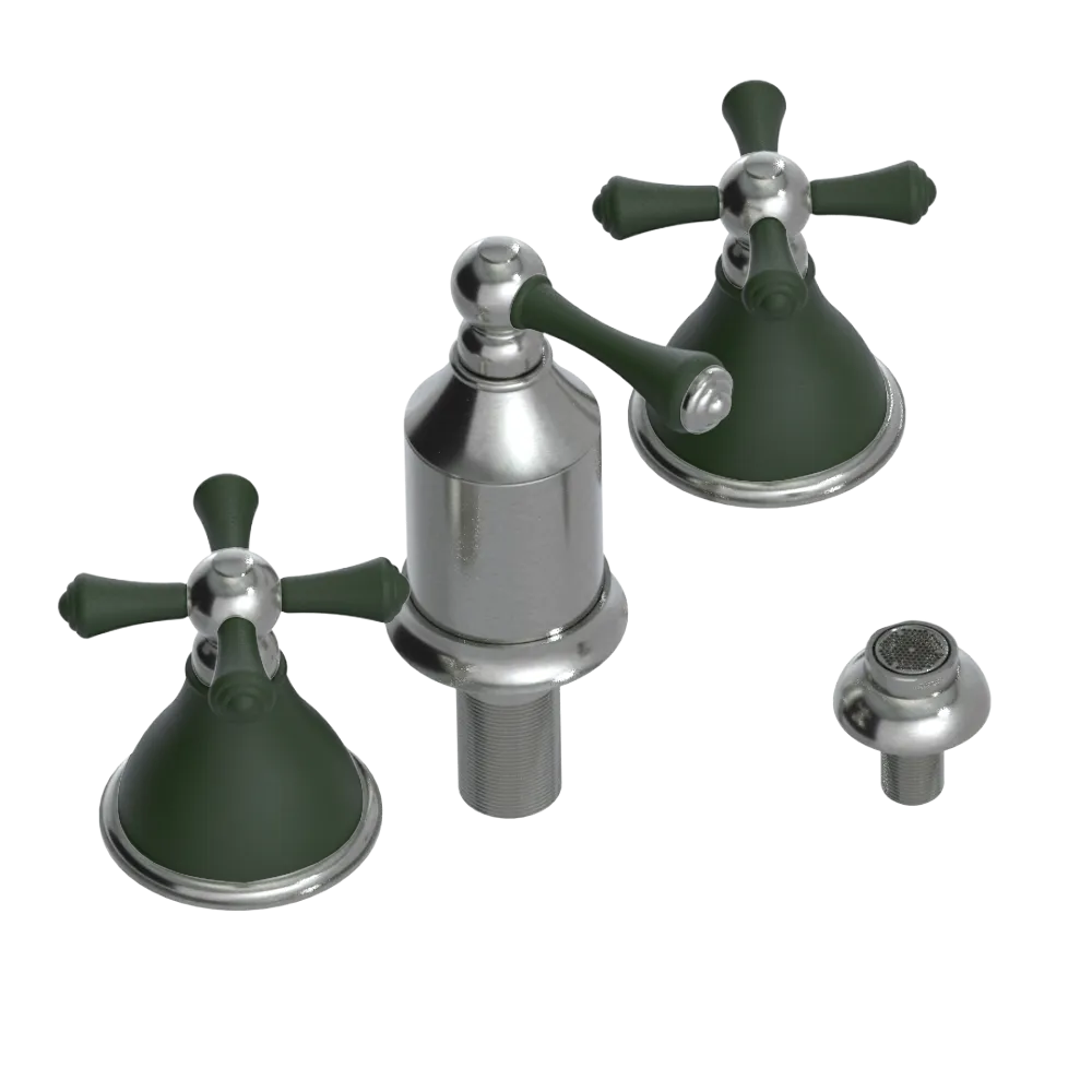 Rubinet Bidet Fitting with Spray, Diverter, and Vacum Breaker (Less Drain) Satin Nickel