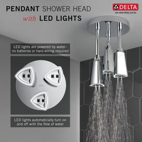 Delta H2Okinetic Pendant Raincan Shower Head with LED