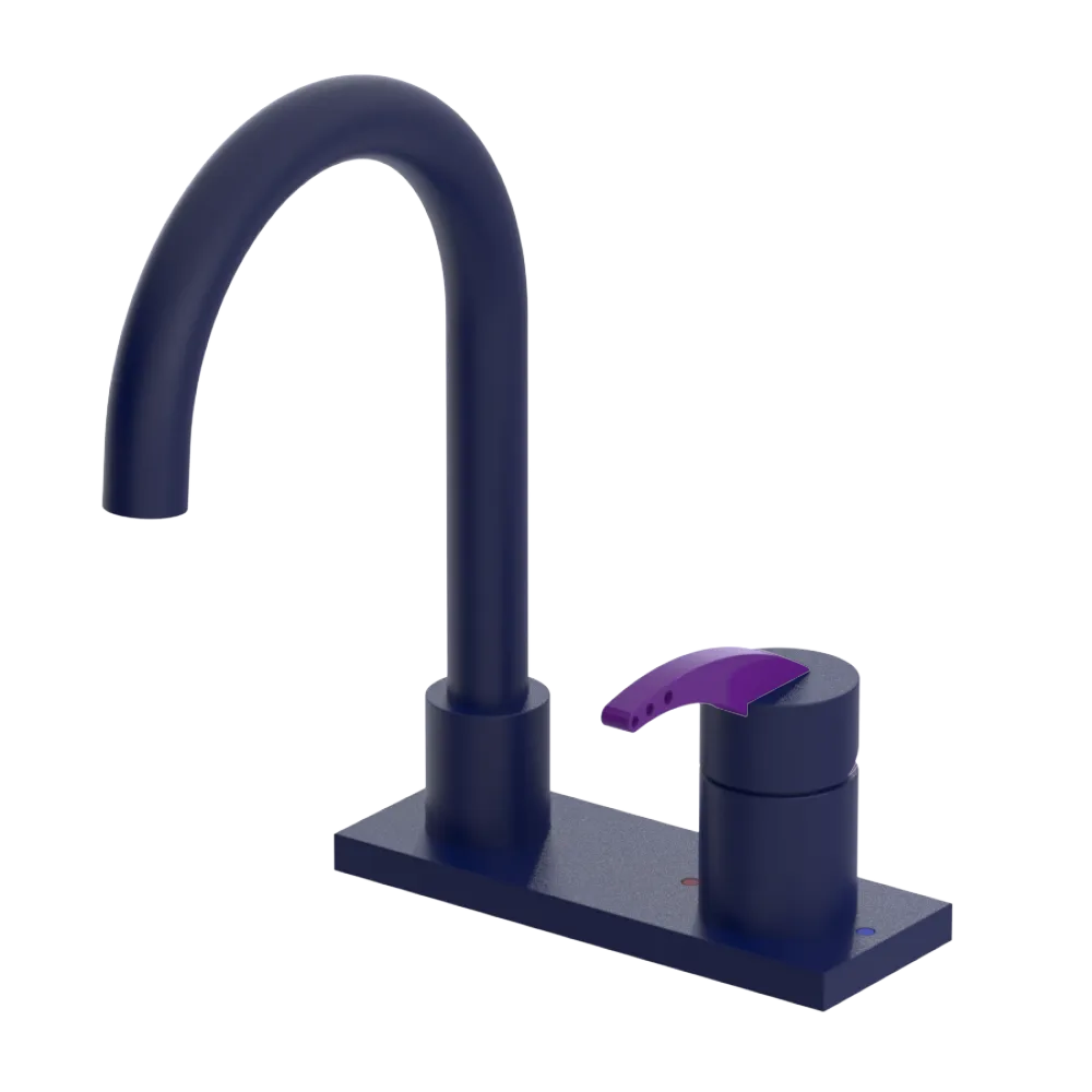 Rubinet 4" Centre Single Control Lav. Set. (less drain) Midnight Blue