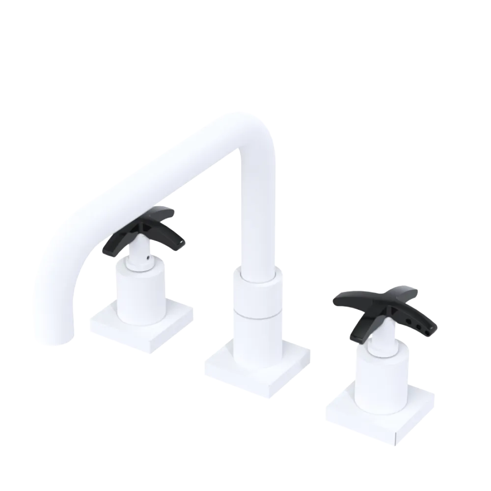 Rubinet Widespread Kitchen Set with Genesis Spout Matt White