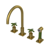 Rubinet Widespread Kitchen Set with Hand Spray Antique Brass Matt