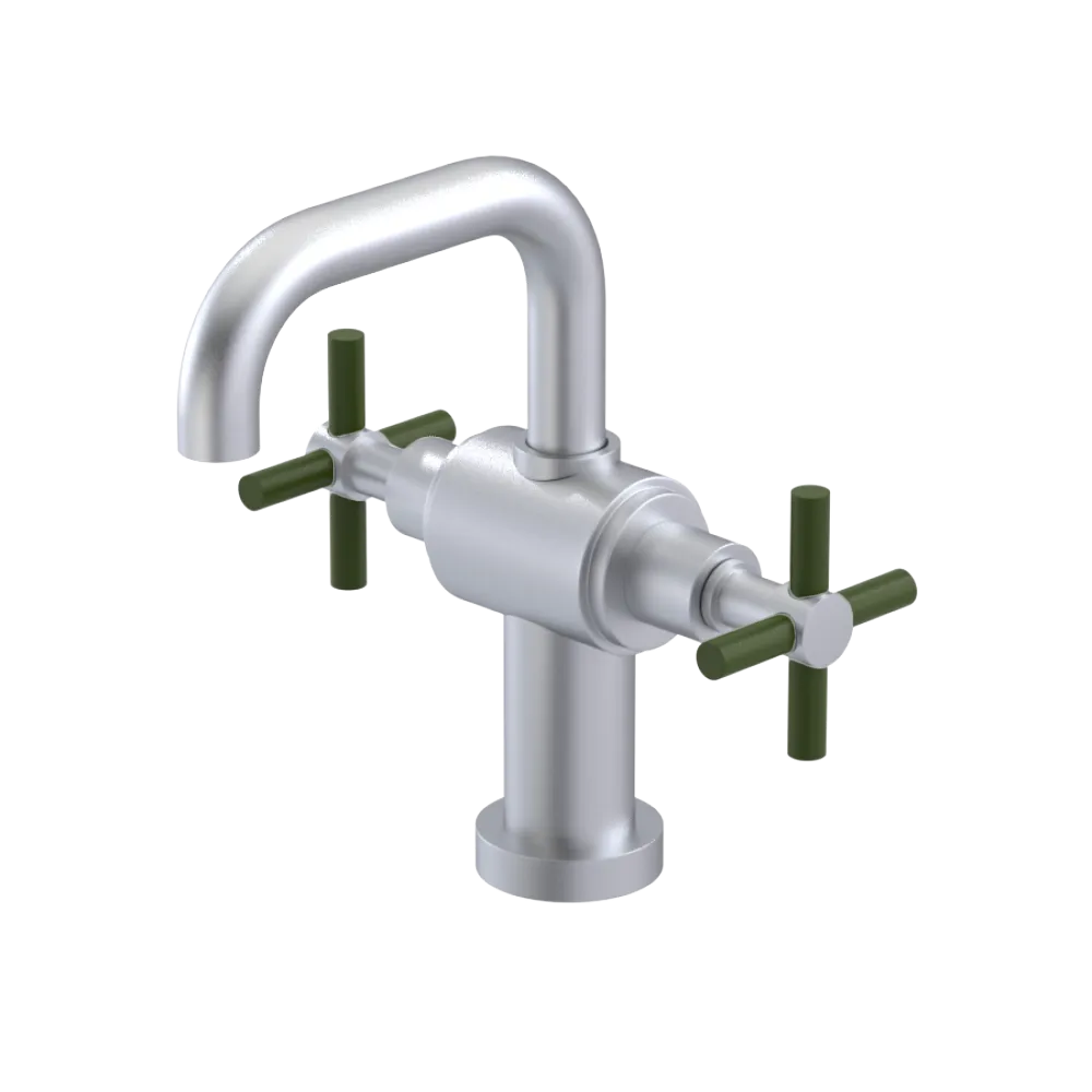 Rubinet Single Hole Dual Handle Lav. Set. (less drain) Satin Chrome