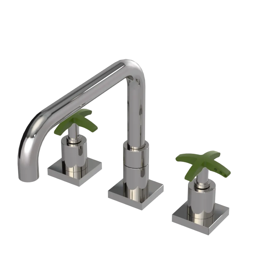 Rubinet Widespread Kitchen Set with Genesis Spout Polished Nickel